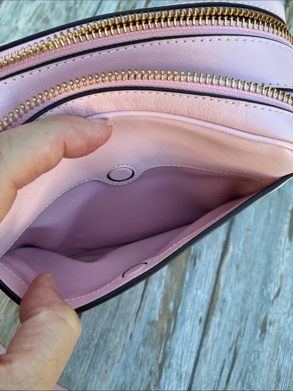 Coach Mini Carey Crossbody Bag In Light Pink Shiny Leather Purse